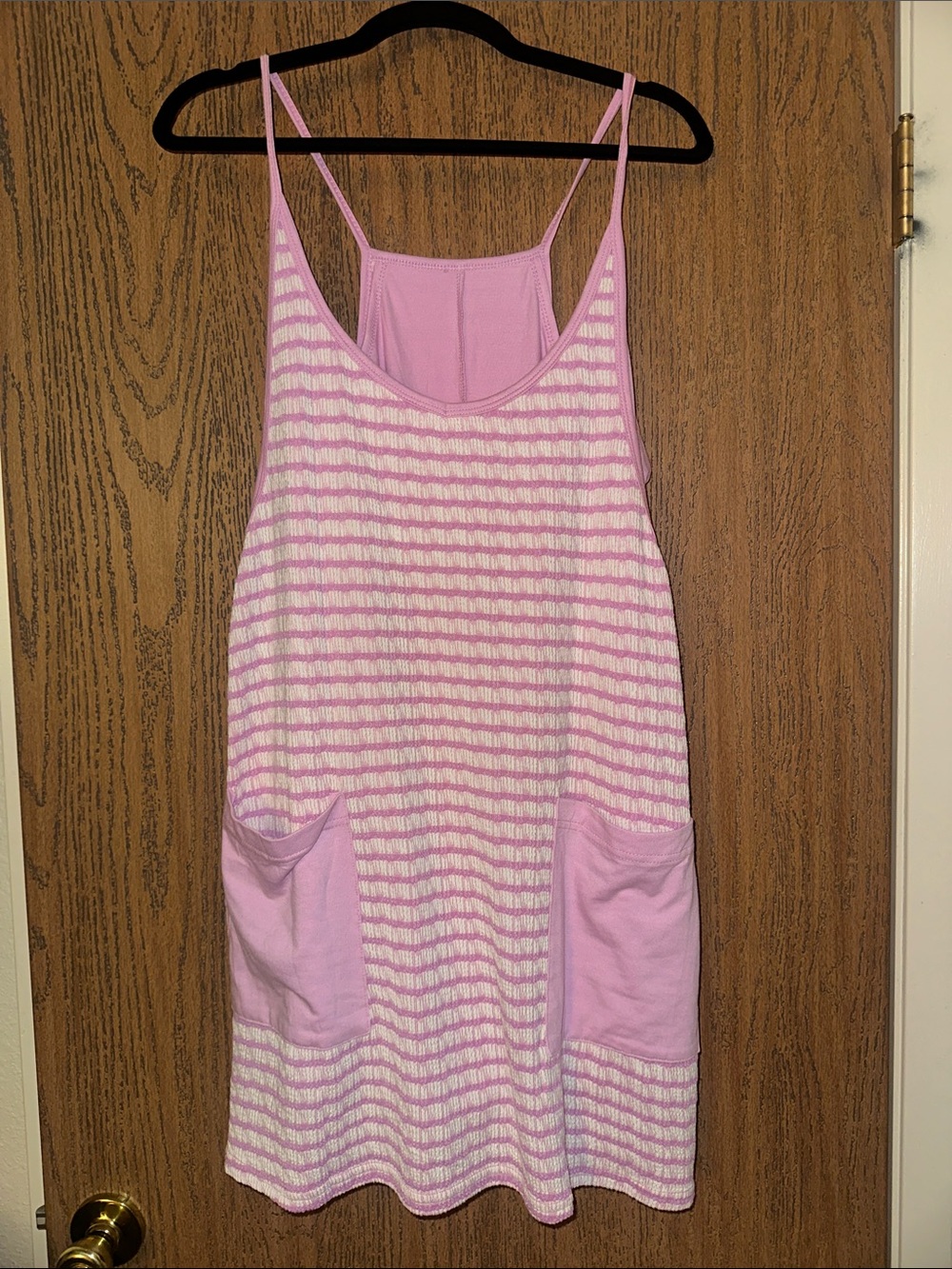 Pink Striped Cartwheel Romper Dress